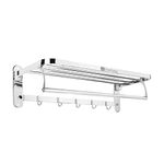 BonKaso Stainless Steel Rectangular 180° Degree Folding Towel Holder, Pack of 1, Chrome, 24 Inches