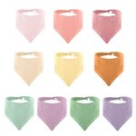 10 Packs Baby Bandana Dribble Bibs, Cotton Soft and Absorbent Drool Bibs with Adjustable Snaps for 0-36 Months Unisex Newborn Baby Girls