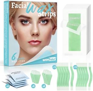 Waxfans 56PCS Wax Strips for Face, Eyebrow Wax Strips for Hair Removal, Waxing Kit for Women's Lip,Chin,Bikini,Underarms,Legs,Cejas | 56ct Face Wax Strips with 4 Post-wax Oil Wipes (Light Blue)