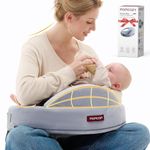 momcozy Memory Foam Nursing Pillow, Ergonomic Breastfeeding Cushion with Safety Fence, Wide Support & Adjustable Strap, Removable Velvet Cover, Grey