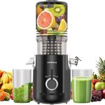 celiberry Cold Press Juicer Machines, 5.3” Large Feed Chute Slow Masticating Juicer for Whole Fruits & Vegetables, 300W Quiet Juice Extractor, Easy to Clean, Anti-Clog, No Drip, 99% High Juice Yield
