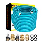 POHIR Pressure Washer Hose 50ft, Upgarde Kink Resistant Super Flexible Replacement Hose, 4000 PSI High Pressure Power Washing Hose with M22 to 3/8 Quick Connect and M22 Extension Adapter