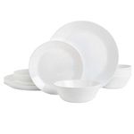 Gibson Home Ultra Break and Chip Resistant 18 Piece Dinnerware Set, Opal Glass