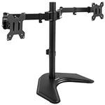 VIVO Dual LED LCD Monitor Mount, Free-Standing Desk Stand for 2 Screens up to 32 Inch, Heavy-Duty Fully Adjustable Arms with Max VESA 100x100mm, Black, STAND-V032F