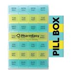 PharmEasy Weekly Pill Organiser, 4 Times A Day, 7 Days of Week, Mon-Fri, Daily Medicine Reminder & Storage Box for 28 Days, 4 Weeks, Pill Case Medication Reminder, Portable Travel Friendly Container