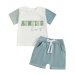 Gueuusu Baby Boy Clothes Toddler Short Sleeve Auntie 's Boy Letter Print T Shirt and Shorts Set Cute 2Pcs Summer Outfit, Aunties Boy, 2-3T