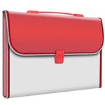 FEDUS 13 Pocket Expanding File Folder with Handle, A4 Large Capacity Portable Plastic Folder for Important Documents Holder, Accordion Paper Storage Organizer Bag with Labels Index Red