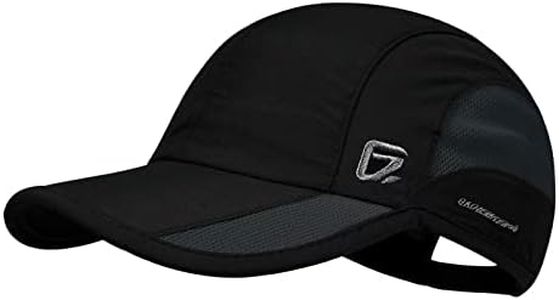 GADIEMKENSD Quick Dry Sports Hat Lightweight Breathable Soft Outdoor Running Cap Baseball Caps for Men (Black, M)