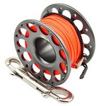 Scuba Diving Reel, Aluminum Alloy Wreck Cave Finger Spool with 30m/100ft High Visibility Line and Double-Ended Bolt Snap Clip Fits for Outdoor Diving Activities Fluorescent