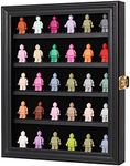 VERANI Minifigures Miniature Display Case Collectibles Display Box Wall Mount Figure Display Curio Cabinet with UV Protected Anti Fade 92% Clear for Small Objects Lockable Removable Shelves Black