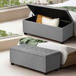 Oikiture Ottoman Faux Linen Storage