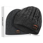 ASIILOVI Bluetooth Beanie, Double-Layer Wool Lining Bluetooth Hat Beanie for Men/Women/Teens/Family, 20hrs Playing, Gift Packaging for Christmas Stocking Stuffers Thanksgiving (02-Charcoal)