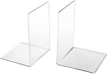 Anistuff Transparent Home Decor Acrylic Bookends Reading Book Stand Stopper Desktop Organizer Clear notebooks Holder for Table Shelf Bedroom Library School Office Stationary Gift 1 Pair (2 Pair 4pcs)