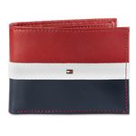 Tommy Hilfiger Men's Classic Bifold Wallet with ID Window and Multiple Card Slots, Red/Navy, One Size