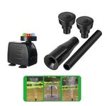 Asian Pumps & Machineries 10W Fountain Water Pump Kit with Mushroom and Blossom Spray Head 12 LED Light for Pond Aquarium Pool Garden Statuary Fish Tank 400L/hr (Small Fountain)