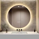 VENETIAN IMAGE Classic: Patterned 700mm Round Backlit Bathroom Mirror with LED Light - Sleek Illuminated Vanity Mirror, Anti-Fog, 3-Color Dimmable (Classic, 70 cm)