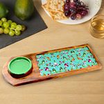 Tranquil Square Premium Contemporary Pattern Soft Bird Serving Platter Green Snack Tray Starter Plate Chip and Dip