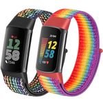 YCHDDER Solo Loop Nylon Straps Only Compatible with Fitbit Charge 6 Straps/Fitbit Charge 5 Straps for Women Men,Adjustable Soft Sport Replacement Band Wristband for Fitbit Charge 6/Fitbit Charge 5