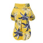 Izefia Dog Shirt Clothes Hawaii Casual Shirt Coconut Tree Shirts Cool Summer Seabeach Tank Top Vest for Small Dog Puppy Cat (Hawaii-Yellow, XXL)