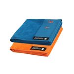 TEGO Cotton Performance Sports Towel (16 x 30 Inches) - Gym, Work Out, Fitness Towel - Mykonose Blue Orange - Flash Orange