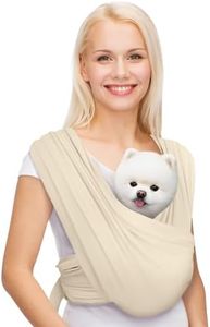 AnccoPlus Dog Carriers for Small Dogs, Front Facing Dog Sling Carrier, Hands Free Cat Carrier, Size Adjustable, Reducing Back Pain, Premium Cotton, Safe and Soft Dog Carrier (Plus, Beige)