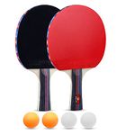 Ping Pong Paddle Set, Premium Rackets with Advanced Speed, Control and Spin, Portable Zipped Carrying Bag with 4 Ping Pong Balls and 2 Table Tennis Rackets, Ideal for Beginners and Professinals (2 Player Set)