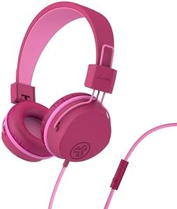 JLab JBuddies Studio On-Ear Kids Wired Headphones, Toddler Headphones, Kid Safe, Studio Volume Safe, Volume Limiter, Folding, Adjustable, Noise Isolation, with Mic (Dark Pink)