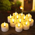 Yakpo 12 Pack LED Timer Tea Lights Battery Operated, Flameless Flickering Electric Timer Votive Candles, Outdoor LED Flicker Fake Tealight Candle Bulk for Christmas Halloween Pumpkin Light Decorations