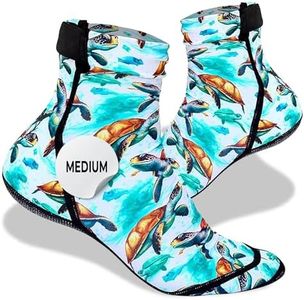 CallaSports Neoprene Beach Socks - Water and Sand Socks for Men and Women (Medium, Sea Turtle)