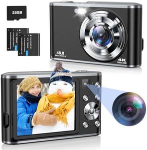 Appareil Photo numérique 4K avec Double Appareil Photo 48 MP AutoFocus Appareil Photo numérique avec Carte 32 Go Zoom numérique 16X Caméra de vlogging Appareil Photo Compact pour débutants