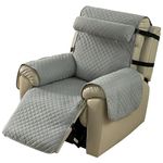 CZL Water Repellent Recliner Chair Covers with Adjustable Pillow, Non Slip Recliner Covers That Stay in Place with Pocket, Washable Cover for Recliner Chair for Pets, Dogs, Light Gray