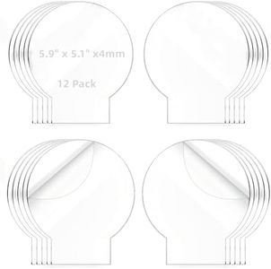 Senbota 12 Pcs 5.9" x 5.1" Round Clear Cast Acrylic Sheets for LED Light Base Clear Plexiglass with Protective Film 4 mm Thick for LED Signs & Day DIY Crafts