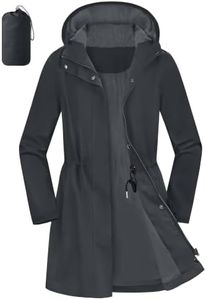 Aurhyde Women's Waterproof Rain Jacket Long Hooded Raincoat Lightweight Packable Windbreaker Solid Lined Trench Coat (Dark Grey, M)