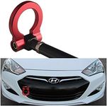 DEWHEL JDM Folding Screw On Racing T2 Tow Hooks Front Rear for 10-16 Hyundai Genesis Coupe (Red)