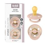 BIBS Pacifiers - Studio Collection | Natural Rubber Baby Pacifier | Set of 2 BPA-Free Soothers | Made in Denmark | (Blush mix, 0-6 Months)