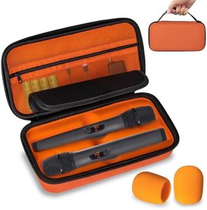 Wireless Microphone Case Compatible with JBL Wireless Two Microphone System, Handheld Dual Mic Travel Bag for Singing or Karaoke for Receivers, Adapters, AA Batteries- Lighting Orange(Box Only)