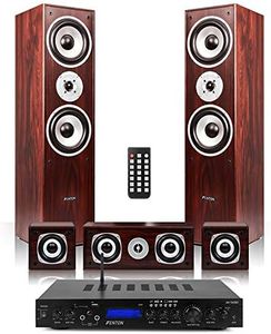 Fenton 5.0 Home Cinema Surround Sound System in Walnut with AV-150BT Amplifier – Wireless Bluetooth Home Theatre System & Speakers for Immersive Audio, HiFi Cinema & Karaoke