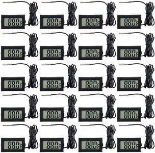 20 Pieces of Digital LCD Thermometers, Temperature Digital LCD Refrigerator Thermometers, Water Temperature, with Probes, in Fahrenheit.