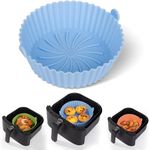 Konquer TimeS Silicone Air Fryer Liners,Replaces Flammable Parchment Paper, Air Fryer Silicone Basket Non-Stick Safe & Easy to Clean,Reusable.(Top: 8inch, Bottom: 6.75inch) Multicolor (8 inch, 1)