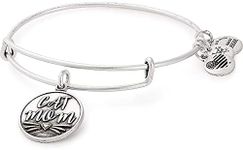 Alex and Ani Expandable Wire Bangle Bracelet for Women, Cat Mom Charm, Rafaelian Silver Finish, 2 to 3.5 inches