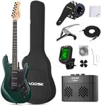 AODSK Electric Guitar, 39" Beginner Electric Guitar Kit, Matte Finish, HSS Pickups, Guitar Starter Kit with AMP, Includes Digital Tuner, Strings, Pick, Vibrato Bar, Capo, Strap, Gig Bag (Green)