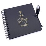 Our Story So Far Love Themed Black Scrapbook Guest Book Photo album Gold Script