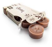 Chocolate Fudge Brownie Tealight Candles - Highly Scented with Natural Oils - 6 Brown Hand Poured Tea Lights - Clear Container for Beautiful Candlelight - Bakery & Food Collection