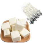 R Wellness 100% Pure Soy Wax for Candle Making | 500g Candle Wax with 50 Pcs 3 Inch Wicks | DIY Candle Making Material for Home & Small Business Use