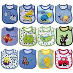 Yafane 12packs Baby Bibs Waterproof Layer Absorbent Bandana Drool Bibs Cotton for Boys Girls Infant Toddler 3-24 Months (Boy B)