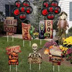 6 Pack Halloween Ghost Yard Stakes, Halloween Decorations Yard Stake Signs Outdoor Props Decorations with Stakes & 15pc Halloween Party Balloons for Halloween Yard, Haunted House, Scary Theme Party