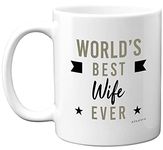 Stuff4 Anniversary Mug Gifts for Wife - Worlds Best Wife Ever Mug - Wedding Anniversary Mugs from Husband Birthday Present Ideas, I Love You Valentines Gift for Her, 11oz Ceramic Coffee Mugs Cup