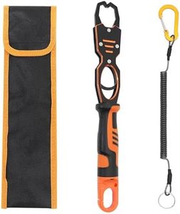 Tanzoii Fish Lip Gripper - 12.4" Aluminum Alloy Fish Grabber, Corrosion-Resistant Fish Holder for Saltwater, Max. 40lbs Scale with Non-retraction Jaws, Fishing Gear, Orange