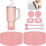 Silicone Spill Proof Stopper Set and Protective Boot for Stanley H2.0 40oz 30oz Tumbler,2 Tumbler Silicone Boot, 2 Straw Cover Cap, 4 Leak Sproof Stopper,Stanley Cup Accessories (pink)