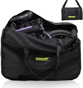 Rhinowalk Folding Bike Bag for 20 inch Folding Bikes - Waterproof Bicycle Travel Carrying Case Outdoors Bike Transport Bag for Cars Train Air Travel (Black 20inch)